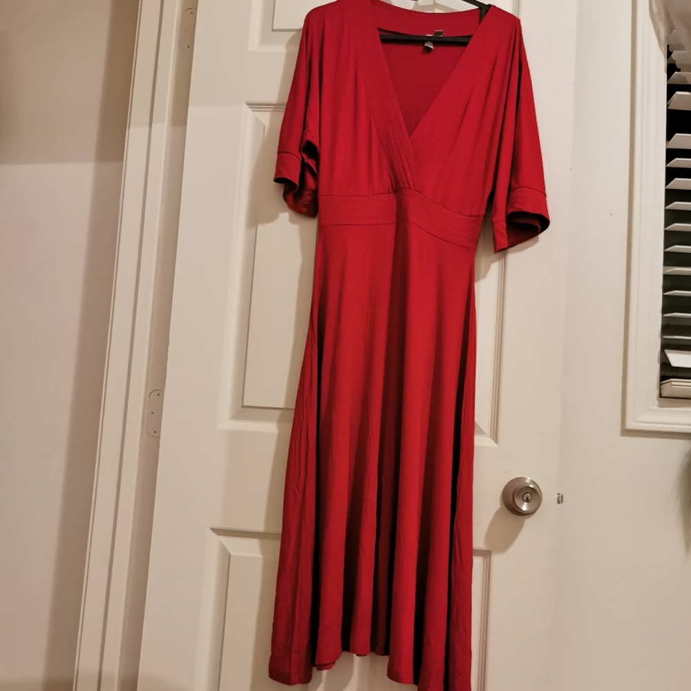 ASOS LONG RED V-neck dress